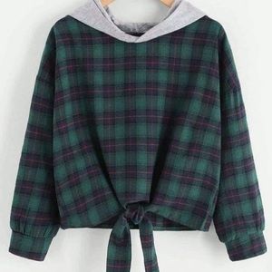 Flannel hooded shirt